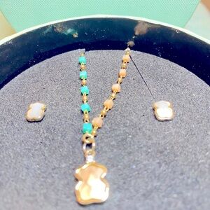 Tous bear mother pearl necklace nacre necklace and earrings